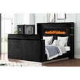 thumbnail image 1 of Modern Queen Bed With Fireplace In Headboard & Tv Stand Dark Color Elegant Heatless, 1 of 4