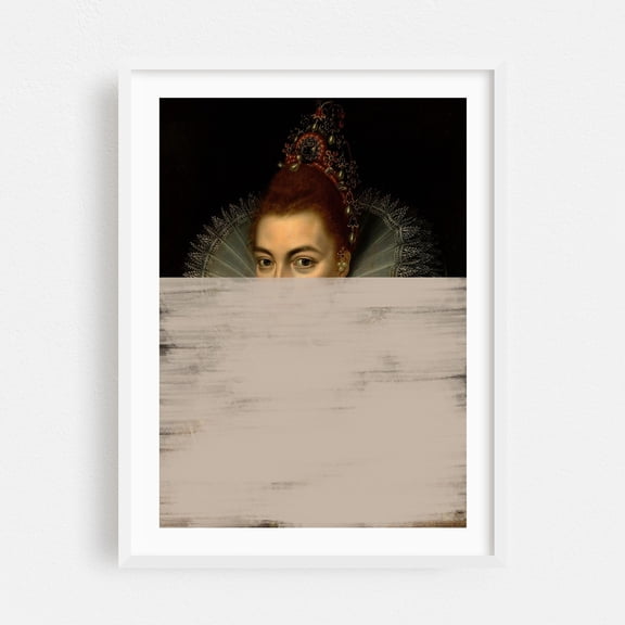 Modern Queen - Photography Gothic Vintage Surrealism Art Deco Mystical White Framed Wall Art Print 24 x 36 inches