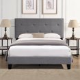 thumbnail image 1 of Modern Queen Size Bed With Linen Headboard, No Box Spring Needed, Wood Slat Support, Easy Assembly, Gray Mattress Frame Upholstered In Gray, Fabric 8 Inch Suited, 1 of 4