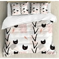 thumbnail image 1 of Modern Queen Size Duvet Cover Set, Cute Cat Faces with Dotted Whiskers Kittens Animals Kids Nursery Theme, Decorative 3 Piece Bedding Set with 2 Pillow Shams, Dark Coral Black Peach, by Ambesonne, 1 of 3