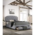 thumbnail image 1 of Modern Queen Size Platform Bed with Storage Drawer, Upholstered Daybed with Button Tufted Headboard, Burlap Fabric Bedroom Furniture Bedframe, Wood Slat Support, No Box Spring Needed, Light Gray, 1 of 5