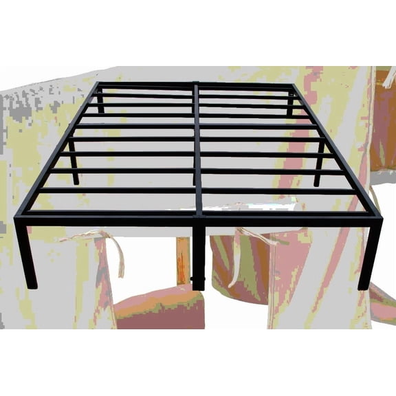 Modern Queen Steel Black Platform Foundation - Heavy Duty & Durable