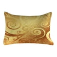 thumbnail image 1 of Modern Quilted Pillowcover, Vector Canvas Design Floral Swirls Leaves Spring Nature Inspired Image, Standard King Size Accent Pillow Cover for Bedroom, 36" x 20", Earth Yellow Brown, by Ambesonne, 1 of 2