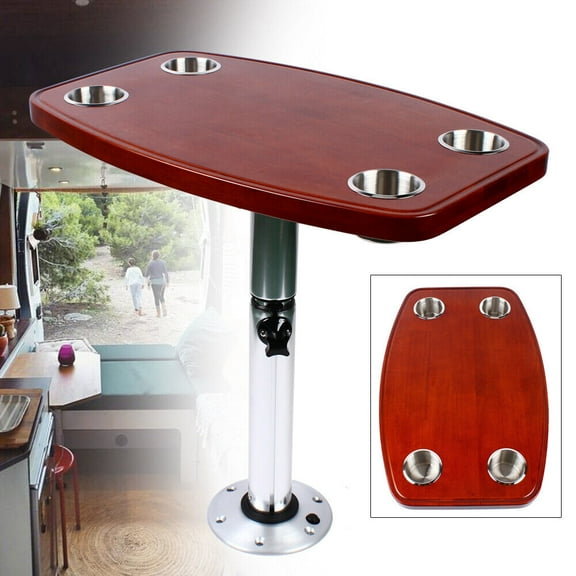 Modern RV Table Marine Table Set Elm Table Top+Pedestal Stand Marine/RV Pedestal Table for RV, Sea Boats