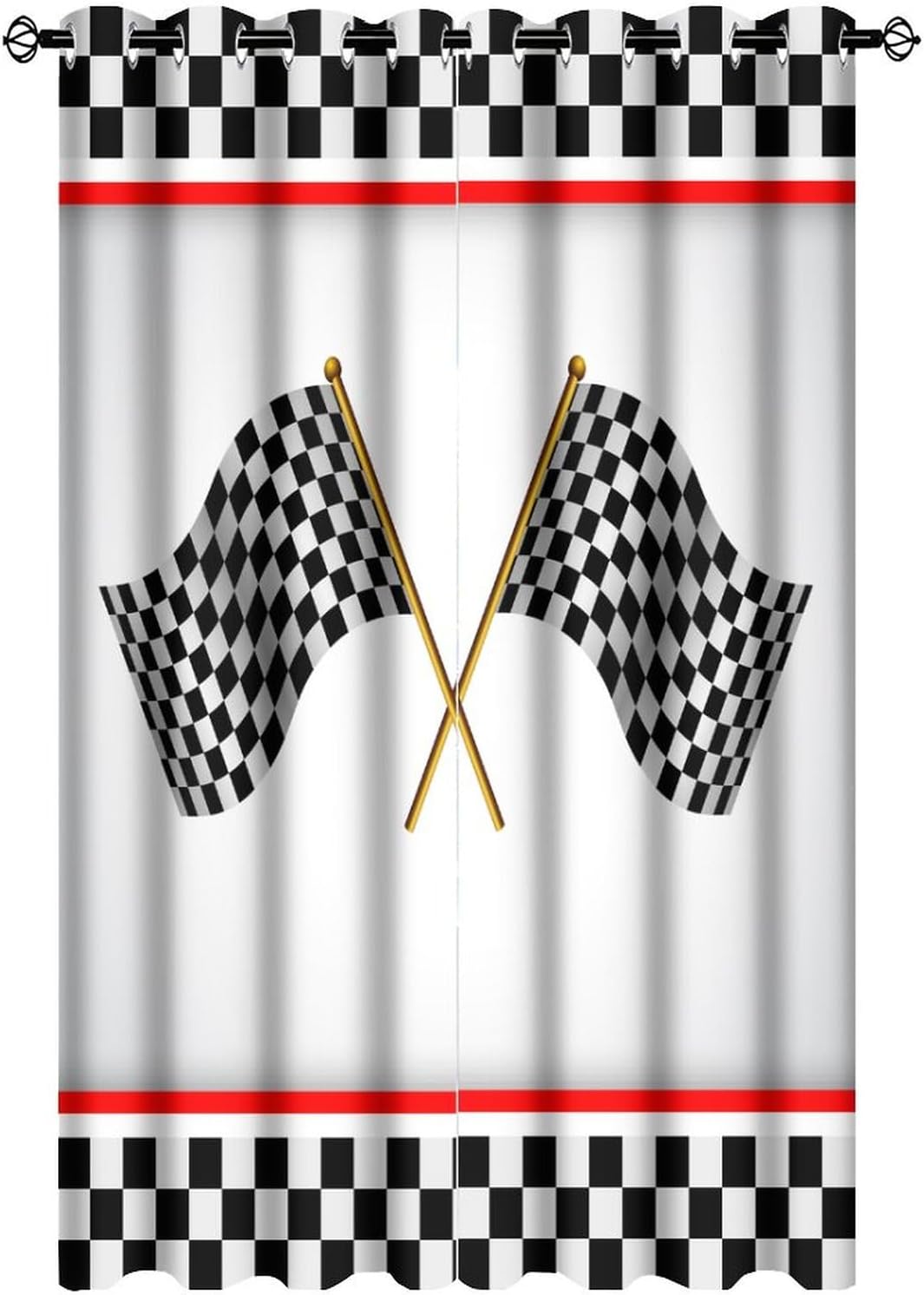Room Racing Flags Modern Racecar Flag Blackout Curtains for Bedroom,Game Theme Racing Car ...