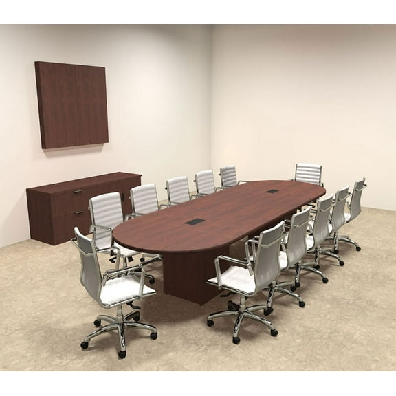 Modern Racetrack Cube Leg 12' Feet Conference Table, #OF-CON-CQ13