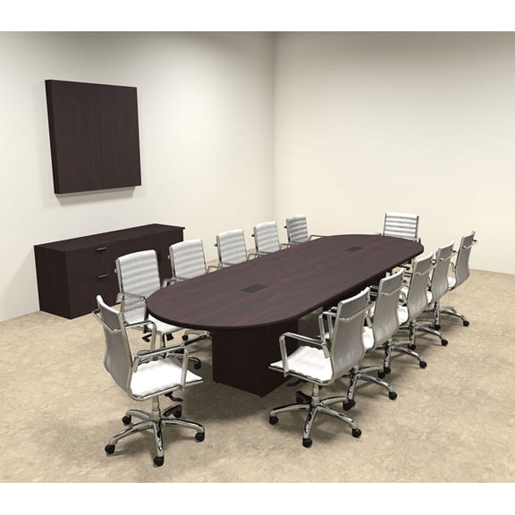 Modern Racetrack Cube Leg 12' Feet Conference Table, #OF-CON-CQ14