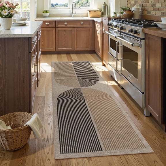 Modern Rainbow Easy Jute Rug, 2x6 Kitchen Runner Washable Rug Runners for Hallways Farmhouse Carpet, Non Slip Indoor Outdoor Runner Contemporary Door Mat for Laundry Porch