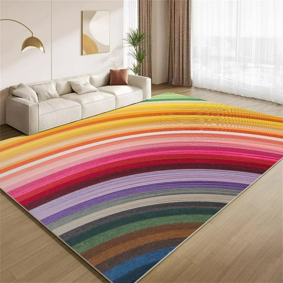Modern Rainbow Stripes Rug 2x3ft Area Rugs Colorful Ombre Texture Rugs Ultra Soft Washable Non Slip Carpet for Bedroom Living Room Study Office Home Decor Mats