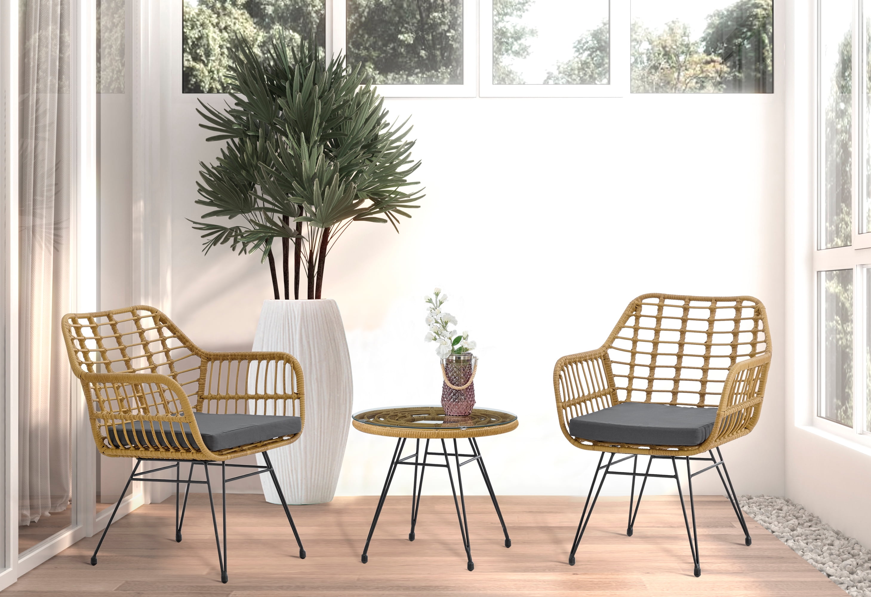 Modern Rattan Coffee Chair Table Set 3 PCS Aukfa Modern Rocking Bistro Set Rattan Chair Outdoor Furniture Rattan Chair Garden Set Two Chair One Table Walmart