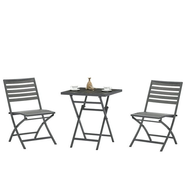 Modern Rattan Coffee Chair Table Set 3 PCS, Aukfa Modern Rocking Bistro Set Rattan Chair, Outdoor Furniture Rattan Chair, Garden Set（Two Chair + One Table）