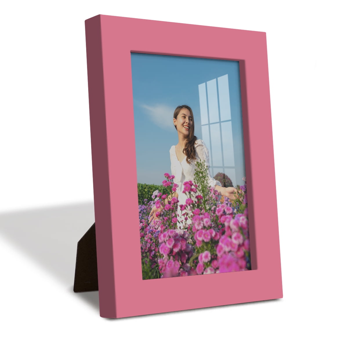 Modern Real Wood 4x6 inch Picture Frame in Hot Pink