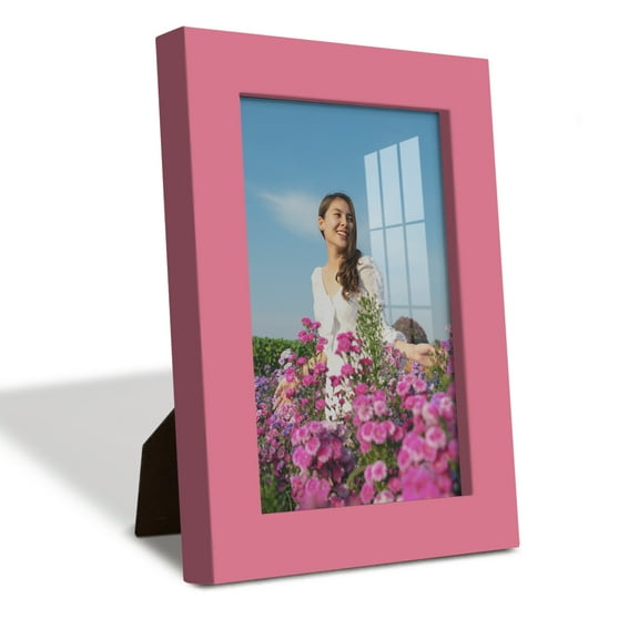 Modern Real Wood 4x6 inch Picture Frame in Hot Pink