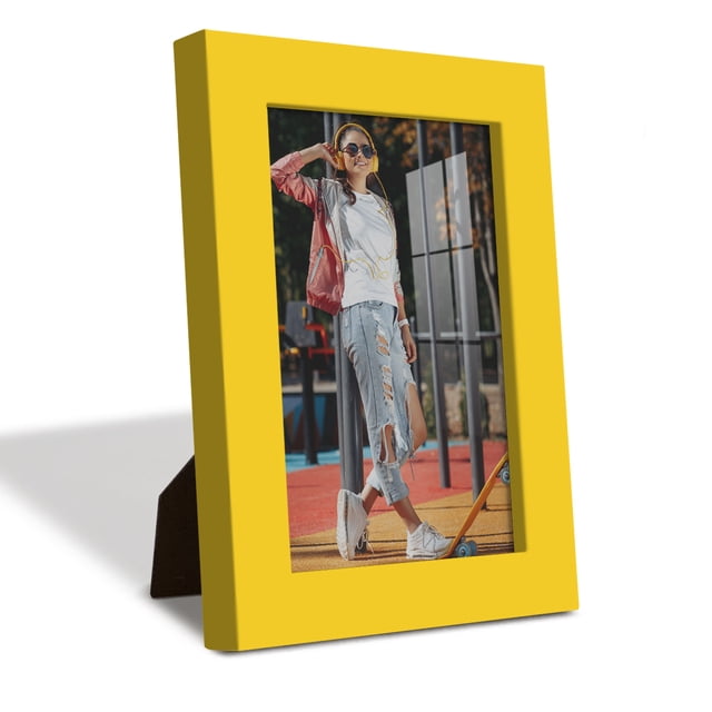 Modern Real Wood 4x6 inch Picture Frame in Yellow - Walmart.com