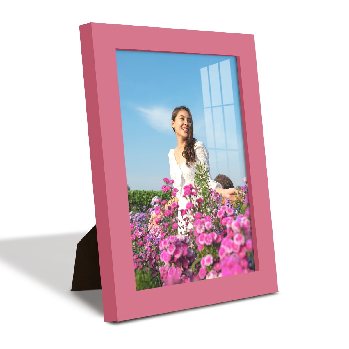 Modern Real Wood 6x8 inch Picture Frame in Hot Pink