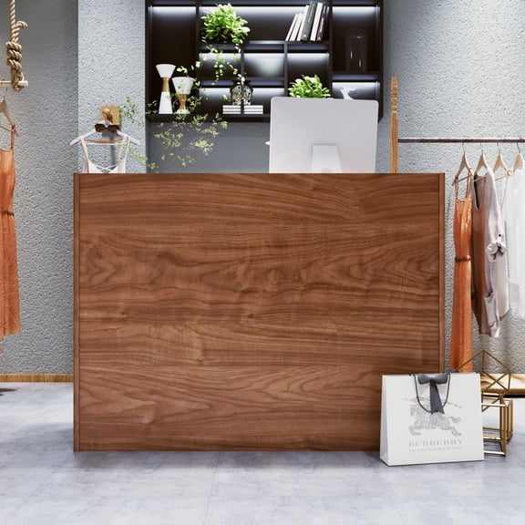 Modern Reception Desk with Drawer and File Cabinet - Front Counter Table for Office, Salon, Spa, Retail - Small Reception Desk for Small Spaces - European Oak - 47.24in