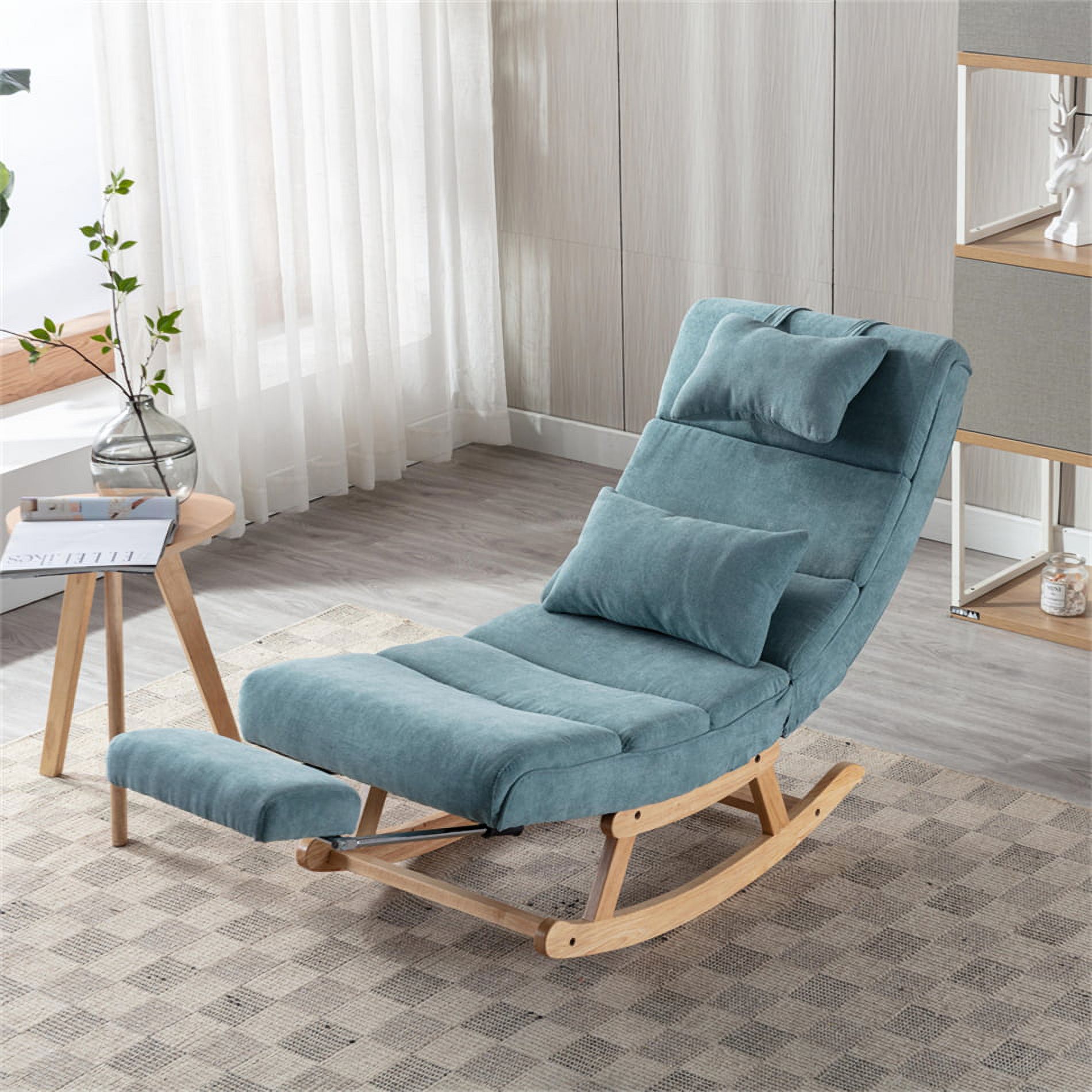 Modern Recliner Rocking Chair with Headrest & Lumbar Pillow ...