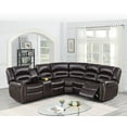 thumbnail image 1 of Modern Reclining Motion Home Theater Sectional w Console Living Room Movie Family Bonded Leather Brown Color, 1 of 6
