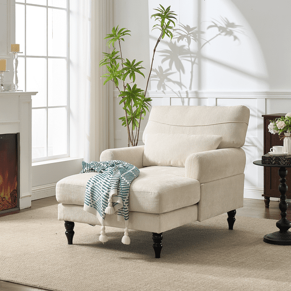Modern Reclining Sofa with Thick cushions Is an Ideal Choice for Living Rooms and Study Rooms. Beige