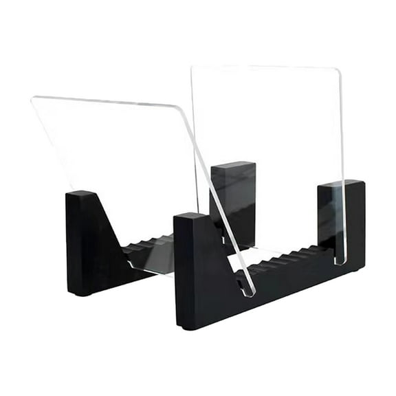 Modern Record Holder with Acrylic Ends Display Stacks Up To 10 Record black
