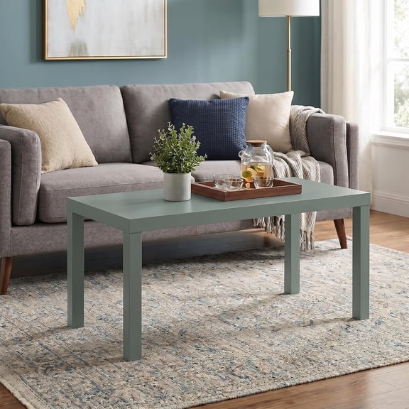Modern Rectangle Coffee Table with 1.8 Inch Thick Tabletop, Side Table, Coffee Table for Home Office, Bedroom, Living Room, Sage Green