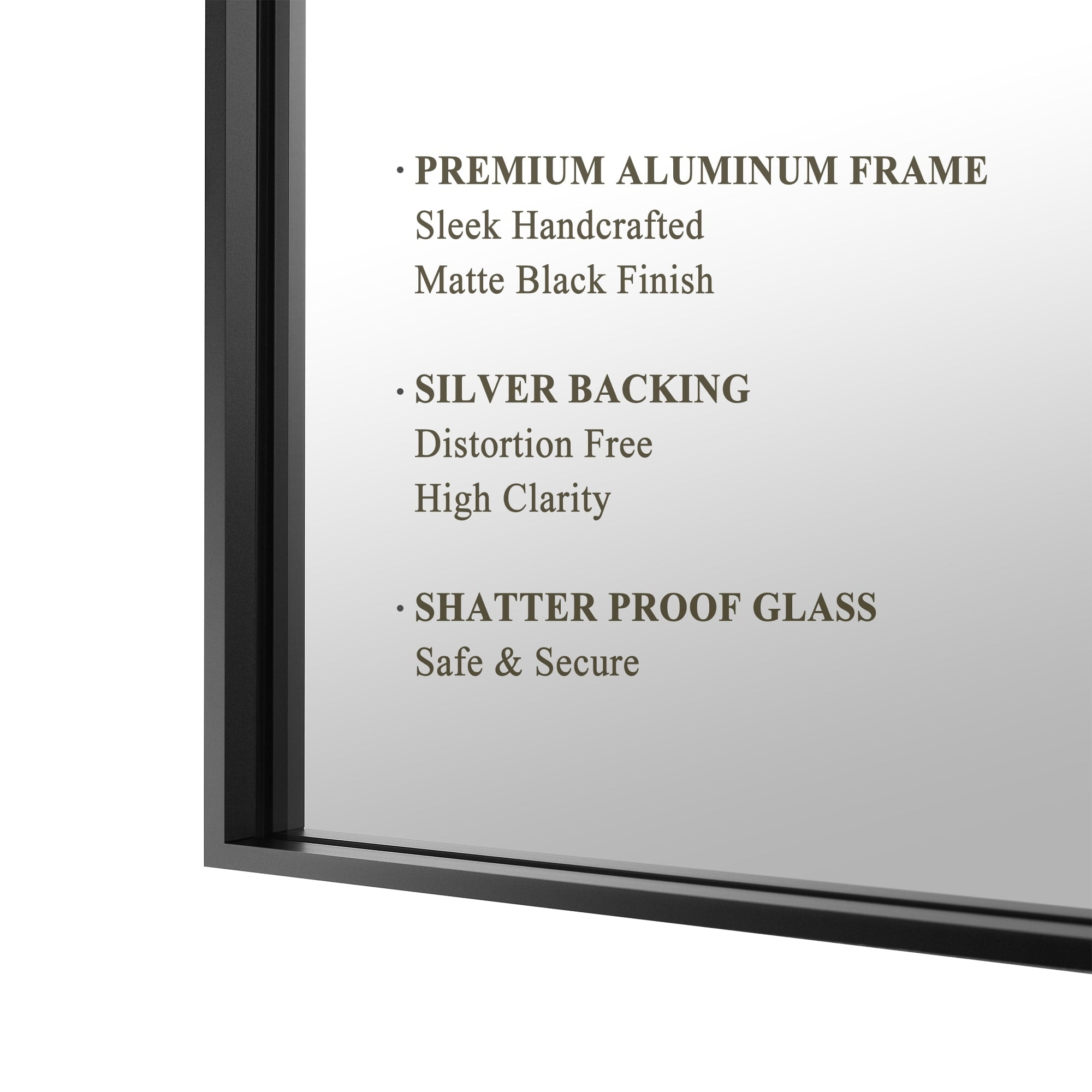 Modern Rectangular Black Aluminum Framed Vanity Mirror 36"Wx30"H