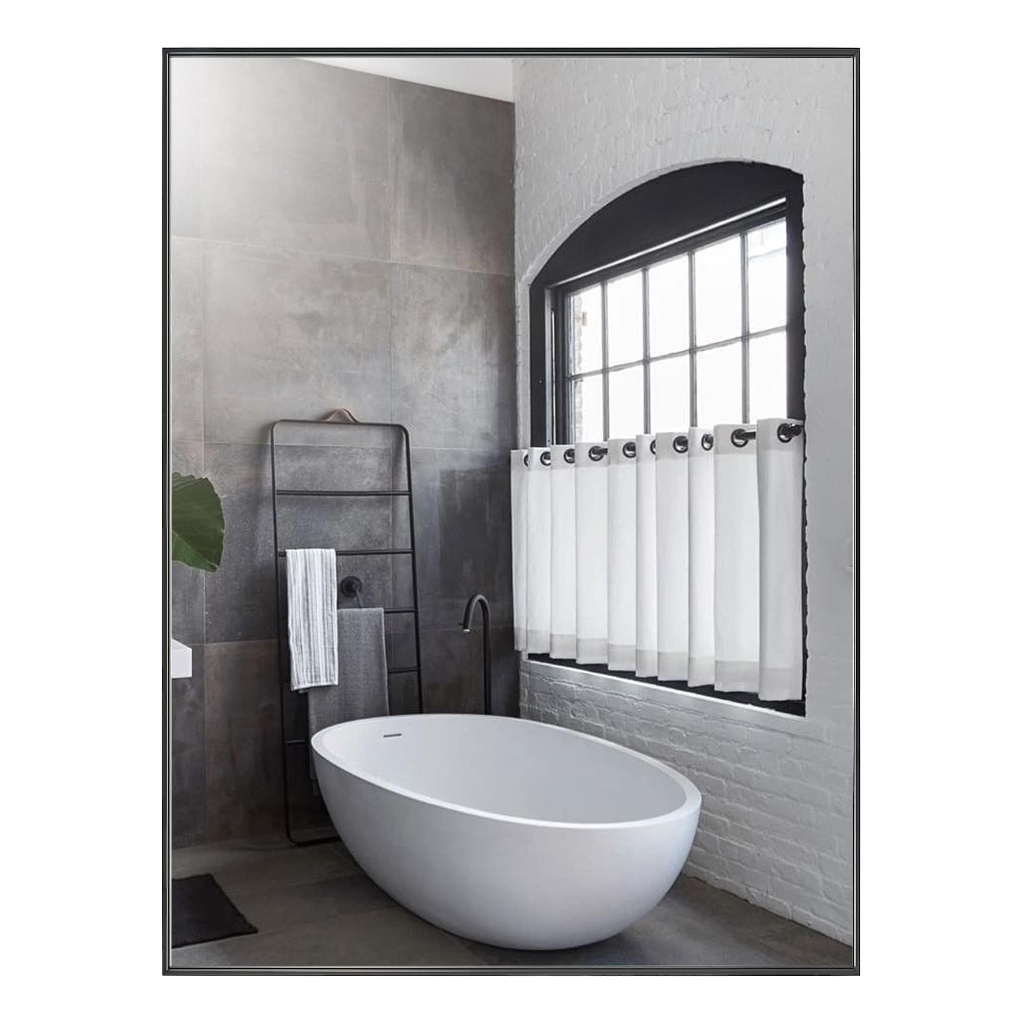 Modern Black Aluminum Framed Rectangular Vanity Mirror 40"Wx30"H