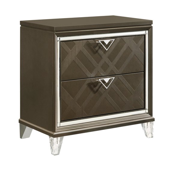 Modern Rectangle Nightstand - Drawers with Metal Pulls - Bedroom Decor - Offer Storage Solution