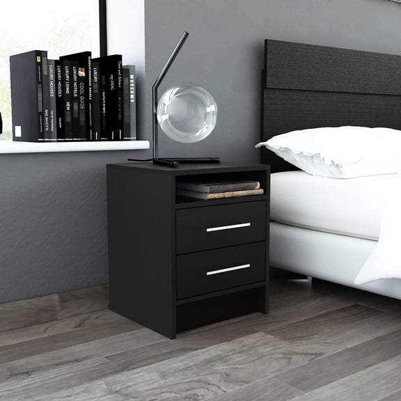 Modern Rectangle Side Table for Bedroom/Save Space with Smart Storage