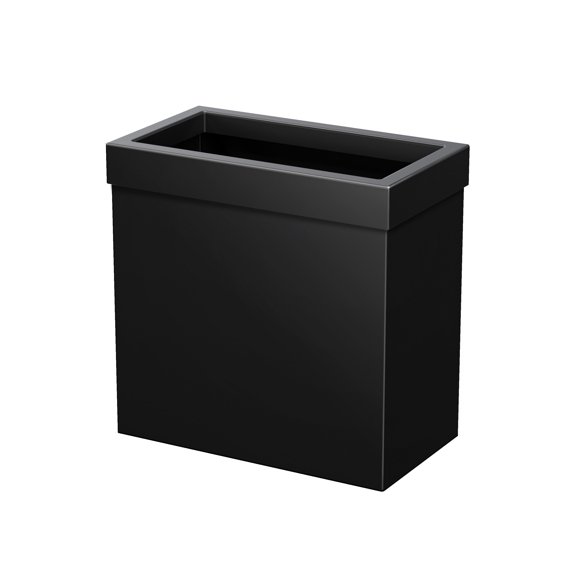 Gatco Elevate Stainless Steel 3.18 Gallon Rectangle Wastebasket Open Removable Lid, Matte Black