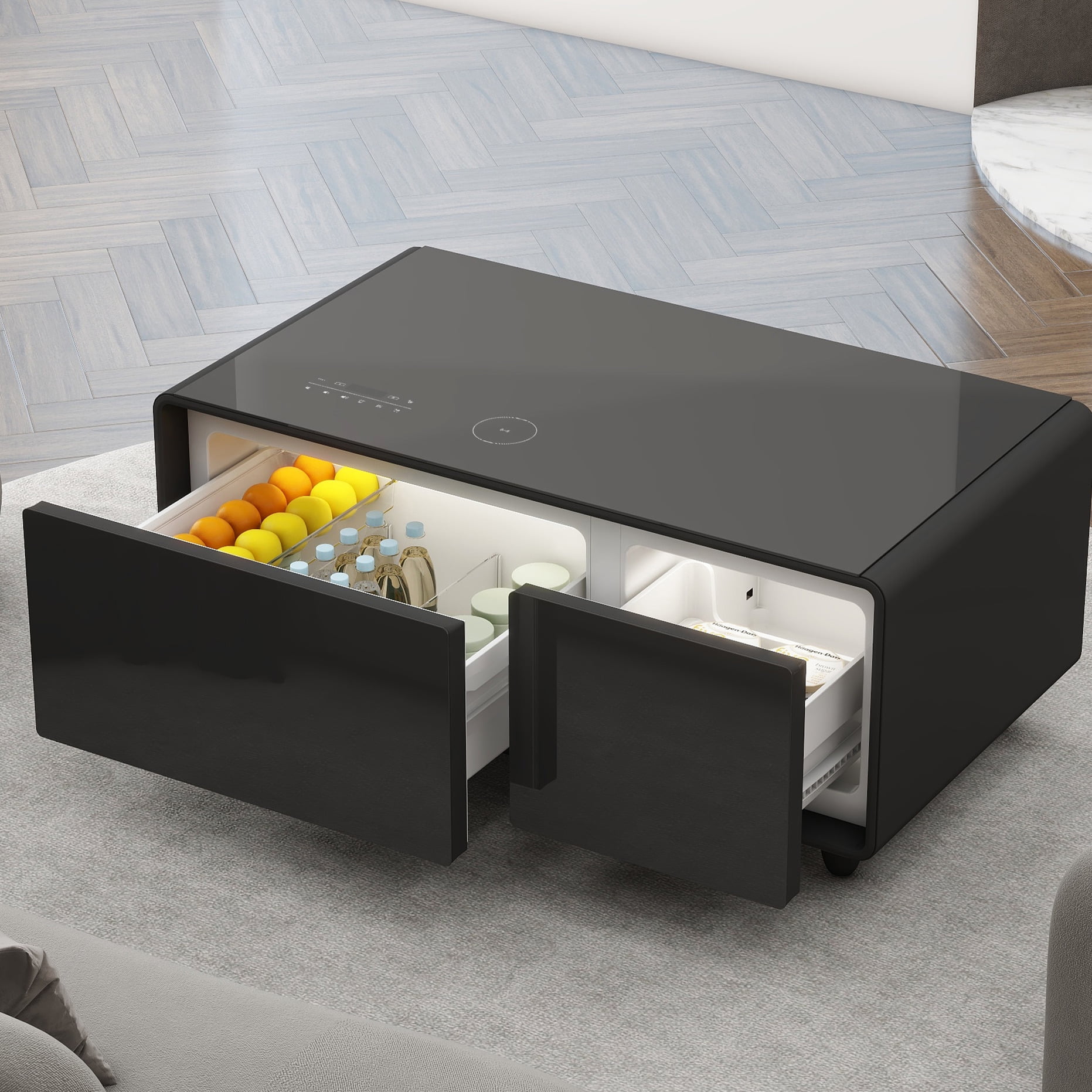 Rectangular Refrigirator Modern Rectangular Coffee Table With Refrigerator, Wireless Charging ...