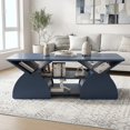 thumbnail image 1 of Modern Rectangular Coffee Table with 6 Storage Shelves - Geometric Design, Blue, 1 of 10