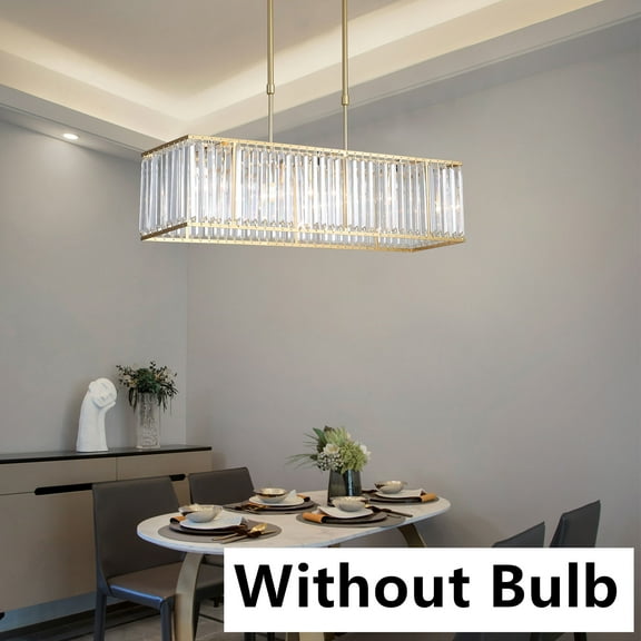 Modern Rectangular Crystal Chandelier Hanging Lamp Ceiling Pendant Light Fixture