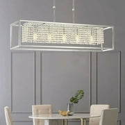 Modern Rectangular Crystal Chandelier Pendant Dining Room Hanging Light Fixtures