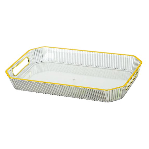 Modern Rectangular Decorative Tray Cosmetic Storage Household with Handles Jewelry Tray for Coffee Table Living Room Bathroom Countertop White