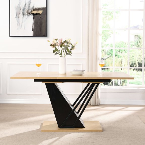 Modern Rectangular Extendable Table | For Kitchen & Meeting Room | Scratch-Resistant MDF | Ensures Stable Performance