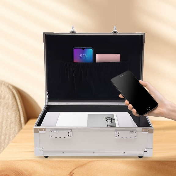 Modern Rectangular Silver Aluminum Hard Case Briefcase Toolbox Storage Box Tool Case Black Carrying Case