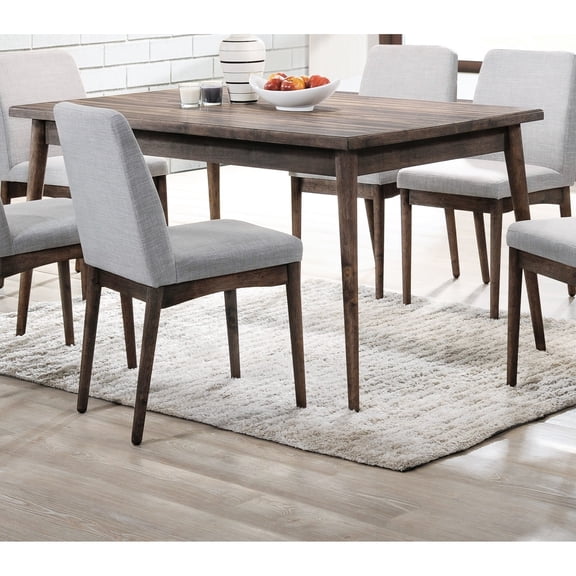 Modern Rectangular Table With Walnut Finish And Solid Wood Construction For Comfort Sleek Dining Made Of