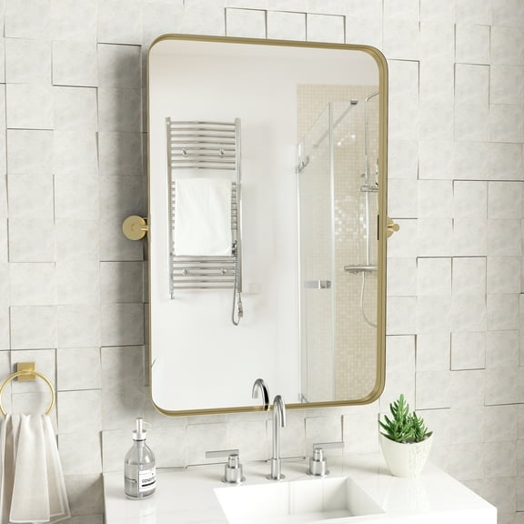 Modern Rectangular Tilt Bathroom Mirror 23.62x35.43 Inch Swivel Bathroom Mirror