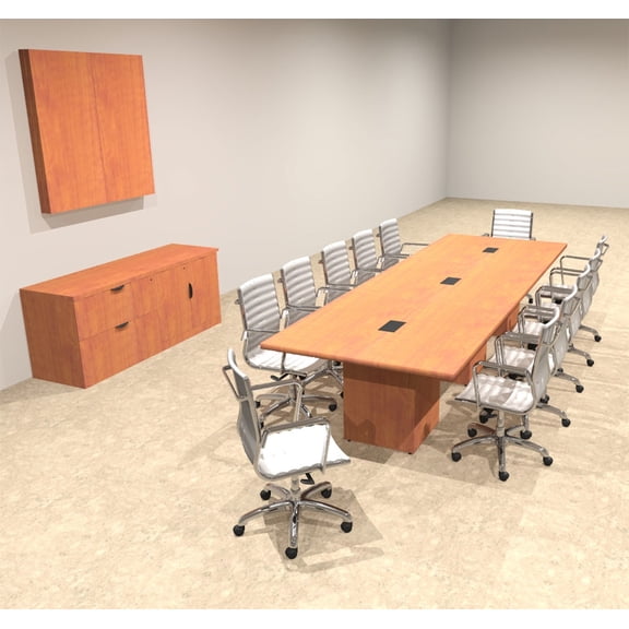 Modern Rectangular Top Cube Leg 12' Feet Conference Table, #OF-CON-CS11