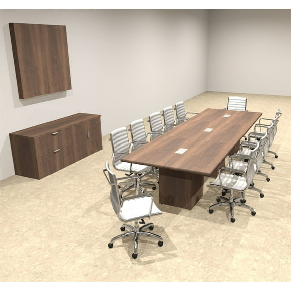 Modern Rectangular Top Cube Leg 12' Feet Conference Table, #OF-CON-CS12