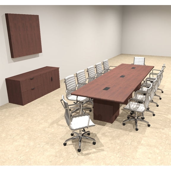 Modern Rectangular Top Cube Leg 12' Feet Conference Table, #OF-CON-CS13