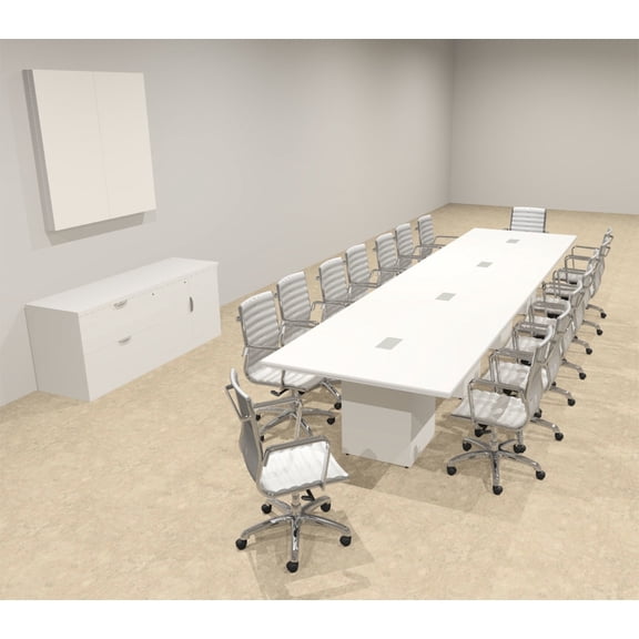 Modern Rectangular Top Cube Leg 16' Feet Conference Table, #OF-CON-CS17