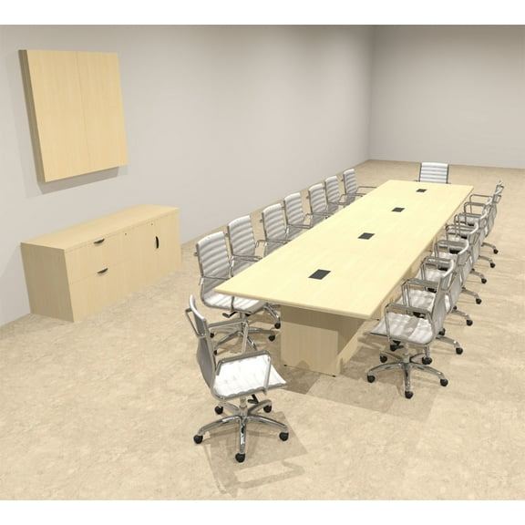 Modern Rectangular Top Cube Leg 16' Feet Conference Table, #OF-CON-CS18