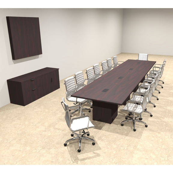 Modern Rectangular Top Cube Leg 16' Feet Conference Table, #OF-CON-CS22