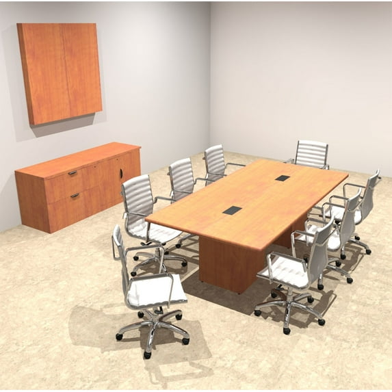 Modern Rectangular Top Cube Leg 8' Feet Conference Table, #OF-CON-CS3