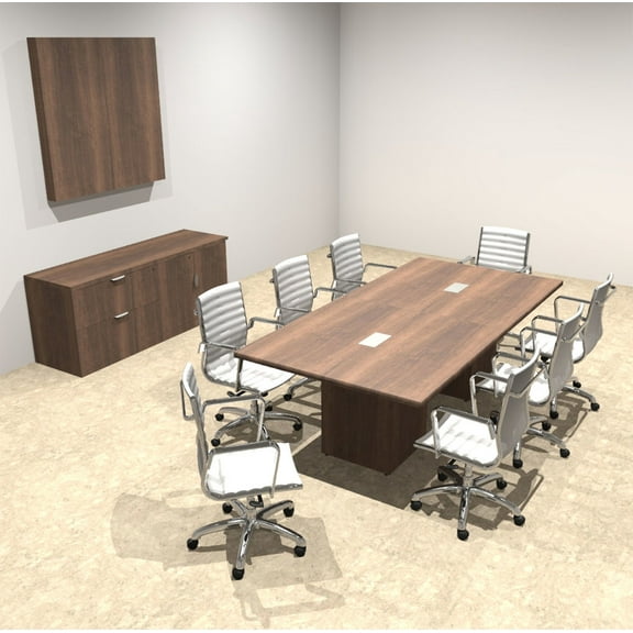 Modern Rectangular Top Cube Leg 8' Feet Conference Table, #OF-CON-CS4