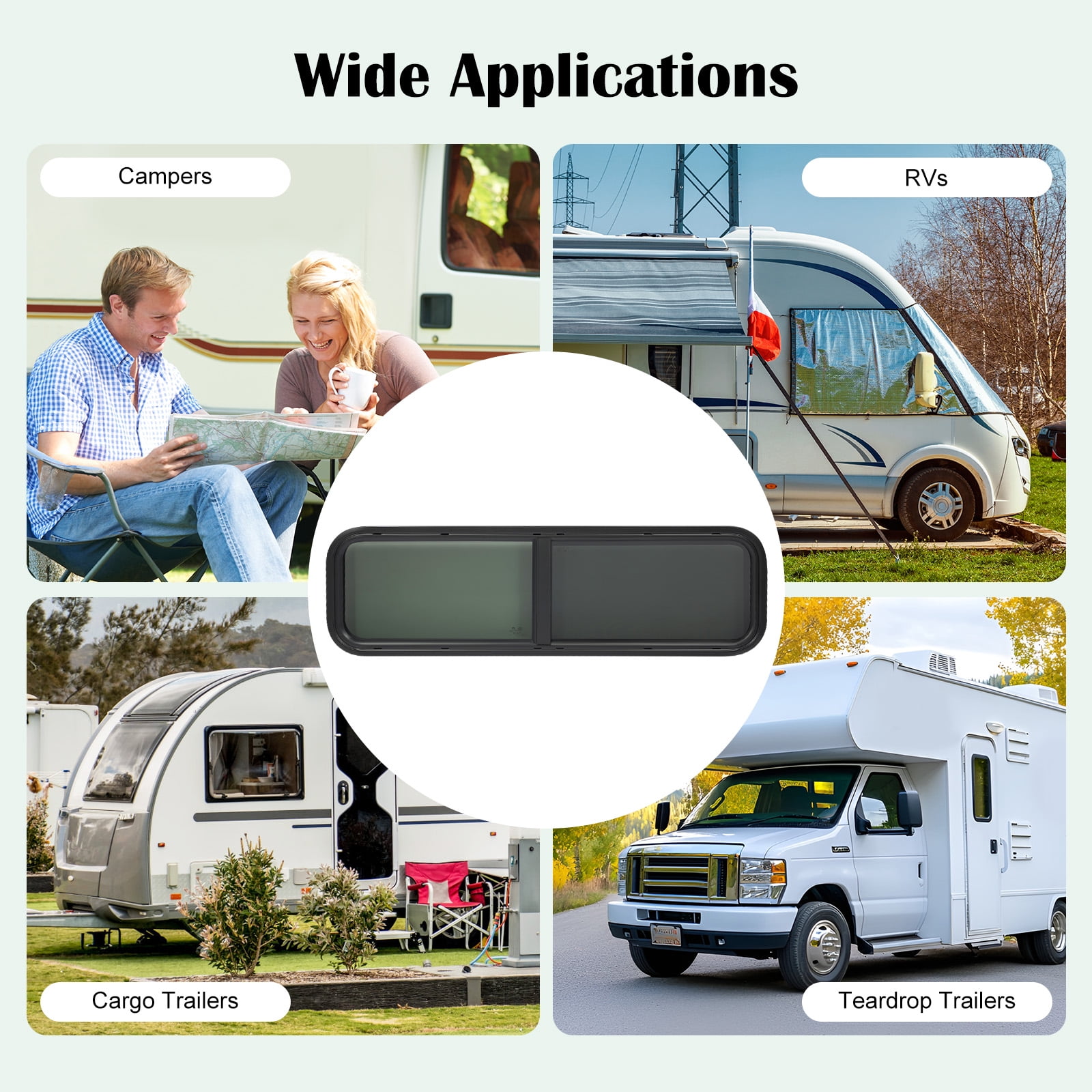 Modern Rectangular Universal RV Camper Sliding Glass Window Trim ...