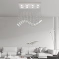 thumbnail image 1 of Modern Rectangular Wave Raindrop Crystal Chandelier Dining Room Pendant Light, 1 of 7