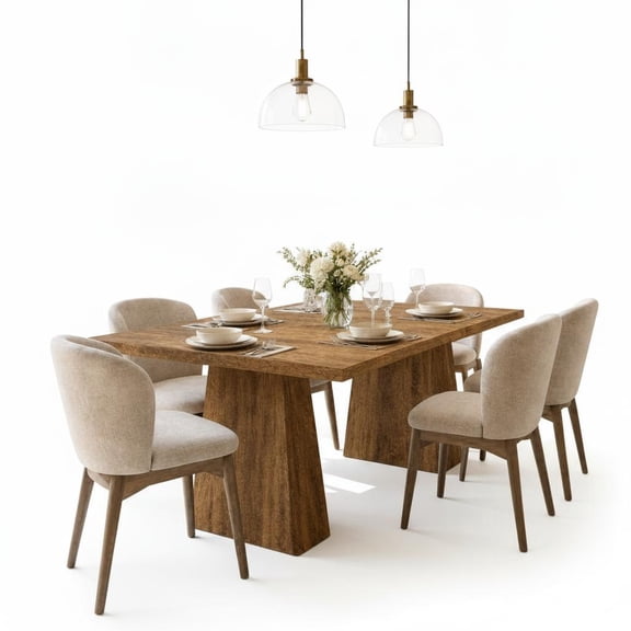 Modern Rectangular Wooden Dining Table for 6-8 People – Heavy Duty Sturdy Legs – 1.18" Thick Easy-Clean Desktop – Space-Saving Design – Ideal for Kitchen or Dining Room – Vintage Color